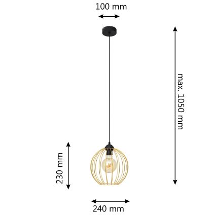 Hängeleuchte an Schnur MERCURE 1xE27/15W/230V golden/schwarz