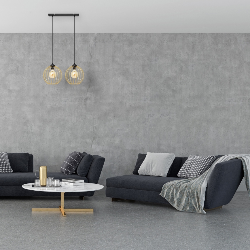 Hängeleuchte an Schnur MERCURE 2xE27/15W/230V golden/schwarz