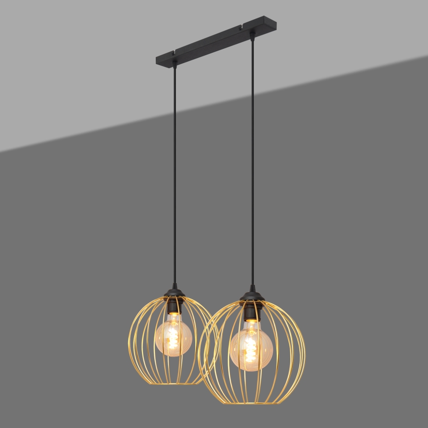 Hängeleuchte an Schnur MERCURE 2xE27/15W/230V golden/schwarz