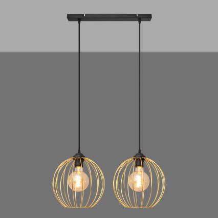 Hängeleuchte an Schnur MERCURE 2xE27/15W/230V golden/schwarz