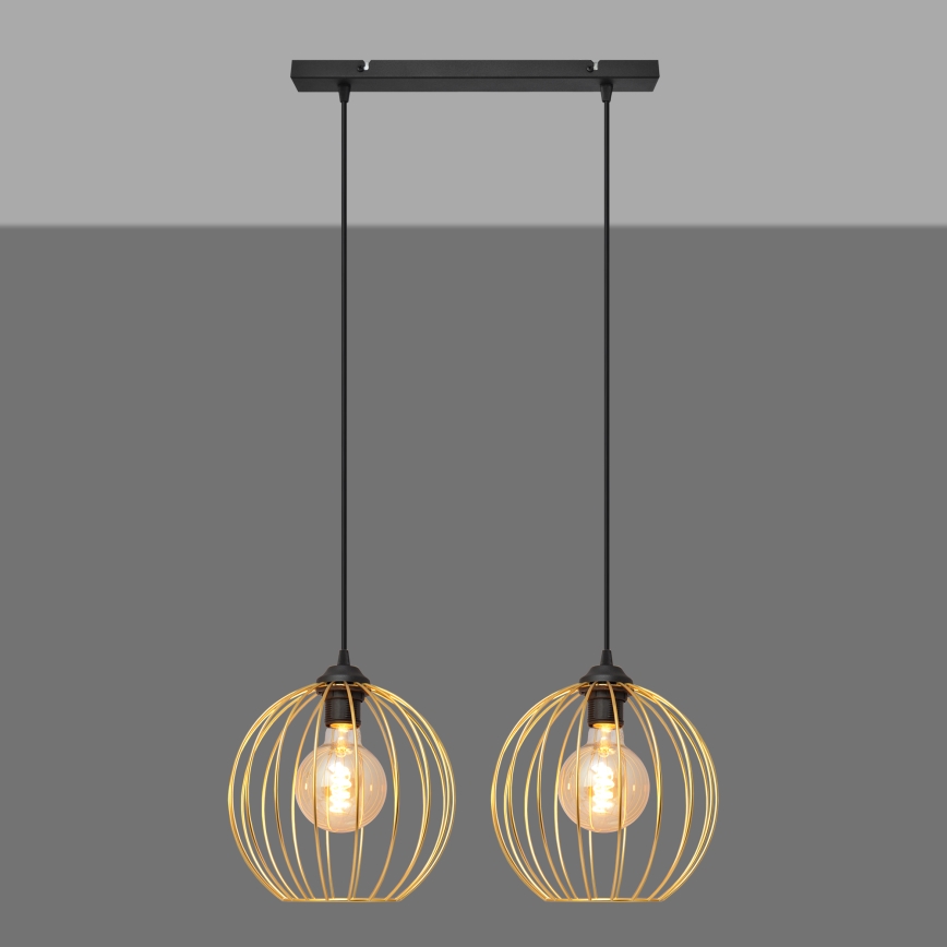 Hängeleuchte an Schnur MERCURE 2xE27/15W/230V golden/schwarz