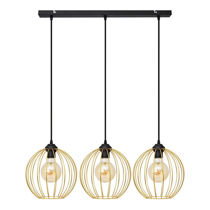 Hängeleuchte an Schnur MERCURE 3xE27/15W/230V golden/schwarz
