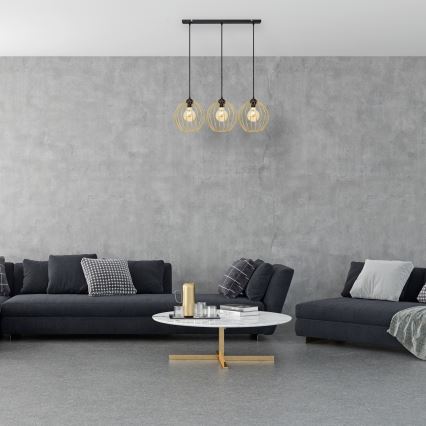 Hängeleuchte an Schnur MERCURE 3xE27/15W/230V golden/schwarz