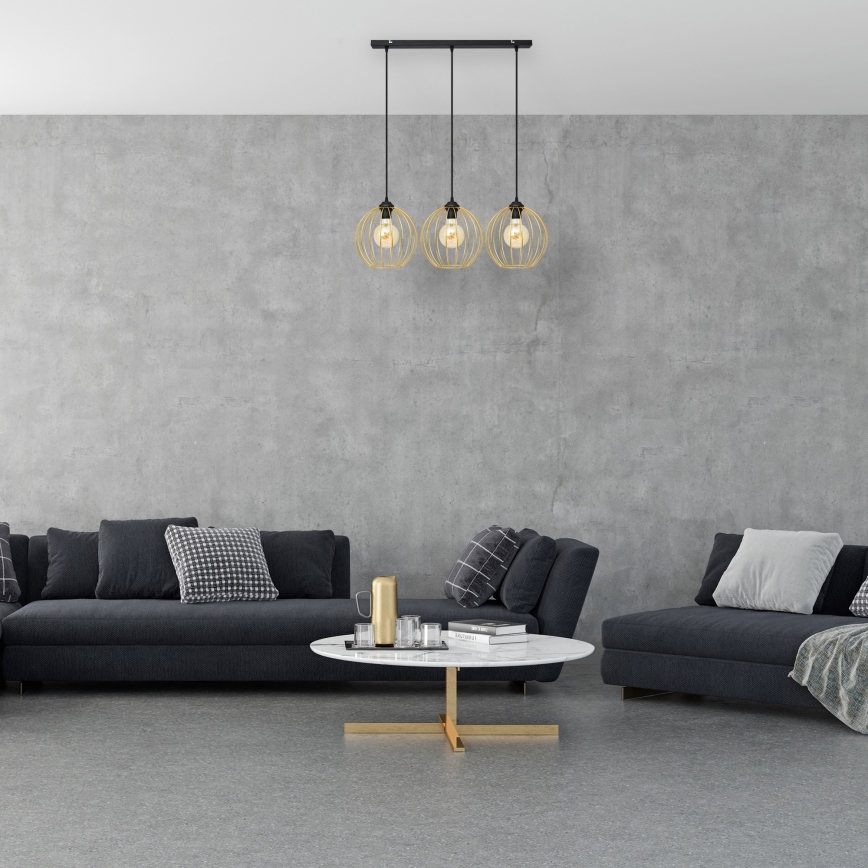 Hängeleuchte an Schnur MERCURE 3xE27/15W/230V golden/schwarz