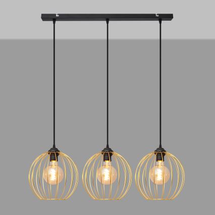 Hängeleuchte an Schnur MERCURE 3xE27/15W/230V golden/schwarz