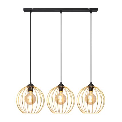 Hängeleuchte an Schnur MERCURE 3xE27/15W/230V golden/schwarz