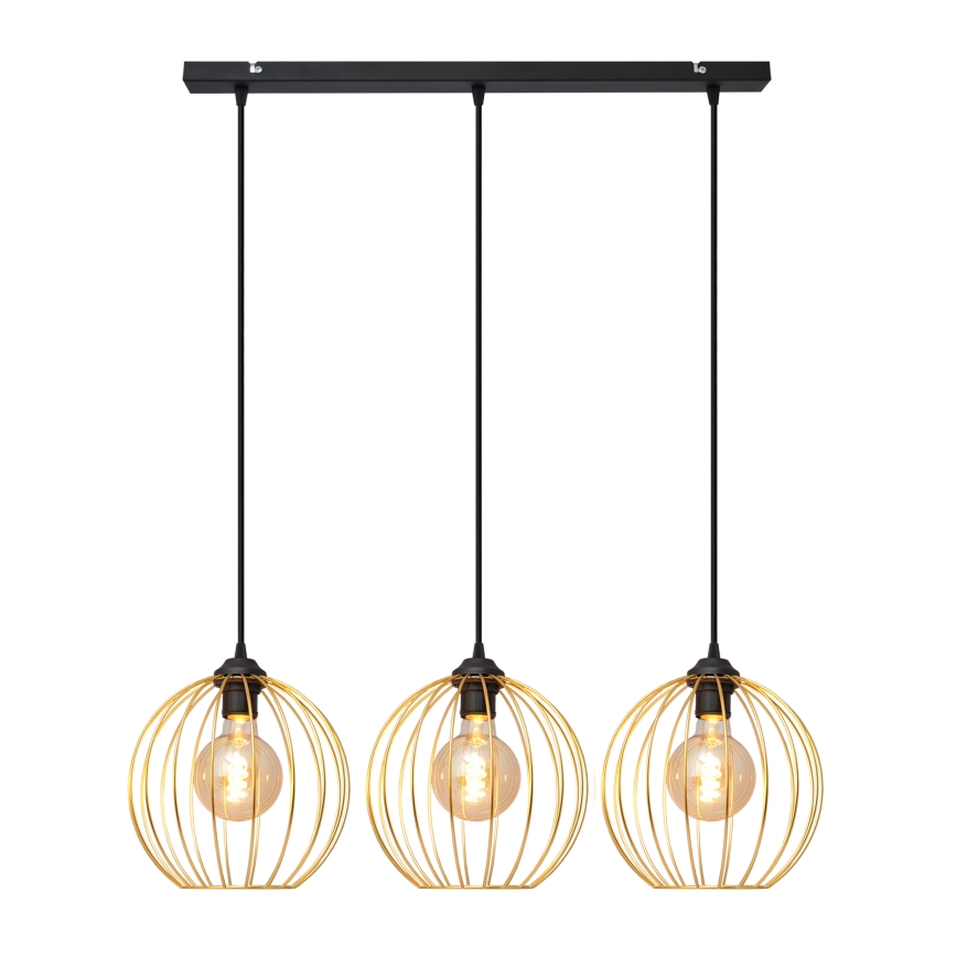 Hängeleuchte an Schnur MERCURE 3xE27/15W/230V golden/schwarz