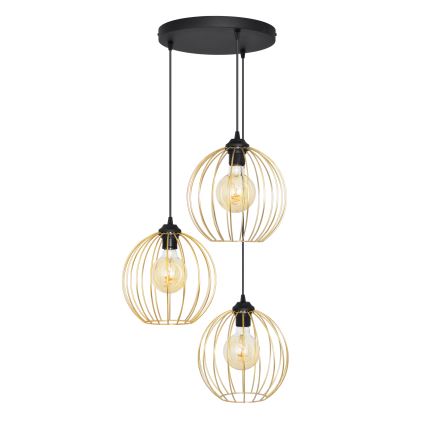 Hängeleuchte an Schnur MERCURE 3xE27/15W/230V golden/schwarz