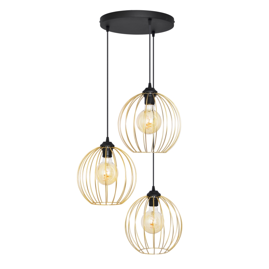 Hängeleuchte an Schnur MERCURE 3xE27/15W/230V golden/schwarz
