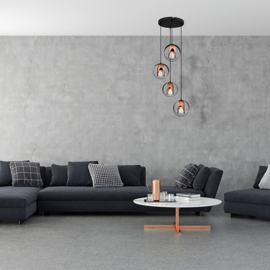 Hängeleuchte an Schnur MOONLIGHT 4xE27/15W/230V schwarz/Kupfer