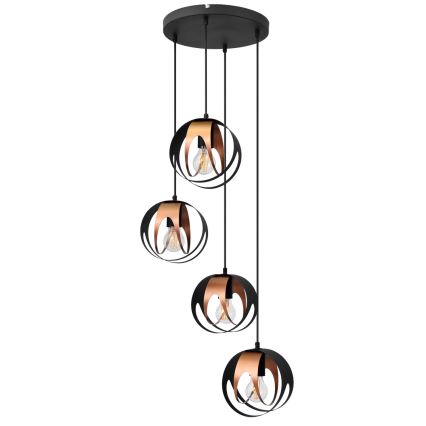 Hängeleuchte an Schnur MOONLIGHT 4xE27/15W/230V schwarz/Kupfer