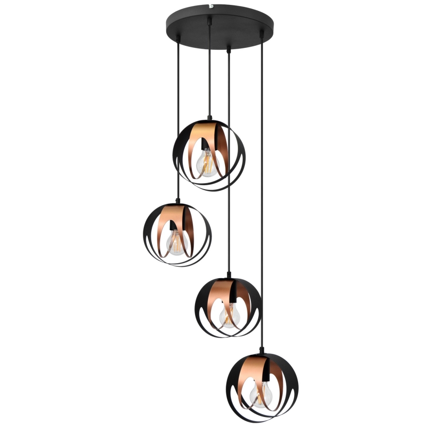 Hängeleuchte an Schnur MOONLIGHT 4xE27/15W/230V schwarz/Kupfer
