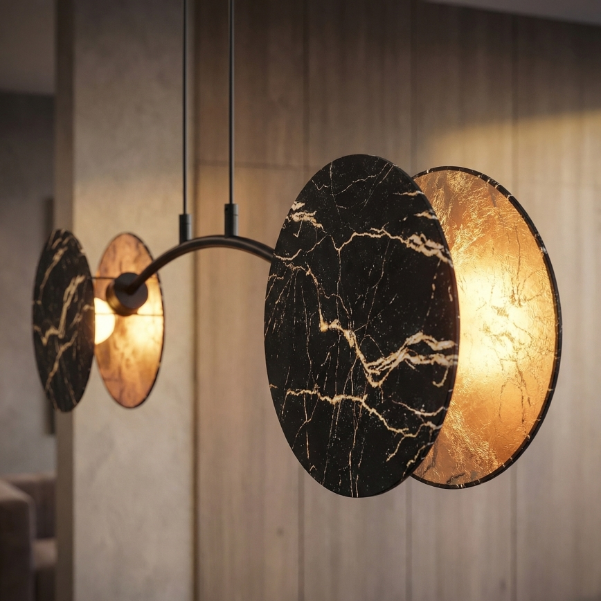 Hängeleuchte an Schnur MOTIF 2xE27/15W/230V schwarz/golden