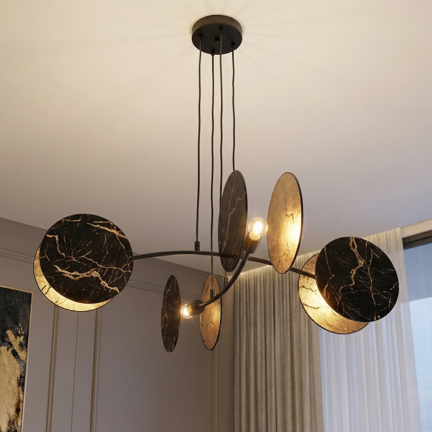 Hängeleuchte an Schnur MOTIF 4xE27/15W/230V schwarz/golden