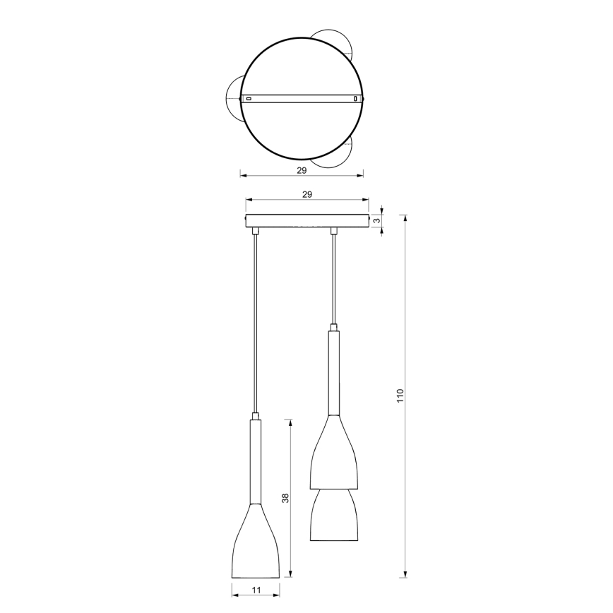 Hängeleuchte an Schnur MUZA NEW 3xE27/60W/230V Buche/weiß