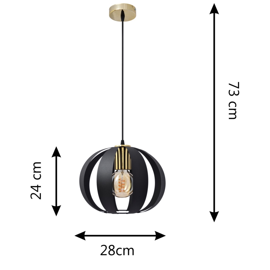 Hängeleuchte an Schnur NEWTON 1xE27/15W/230V schwarz/golden