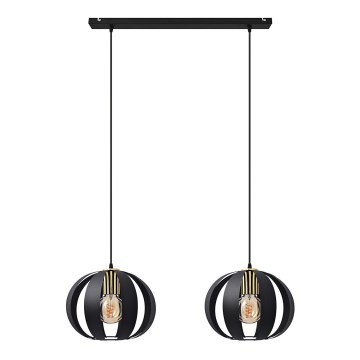 Hängeleuchte an Schnur NEWTON 2xE27/15W/230V schwarz/golden