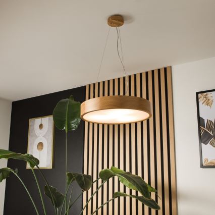 Hängeleuchte an Schnur OAK 3xE27/60W/230V Eiche ø 47,5 cm - FSC-zertifiziert