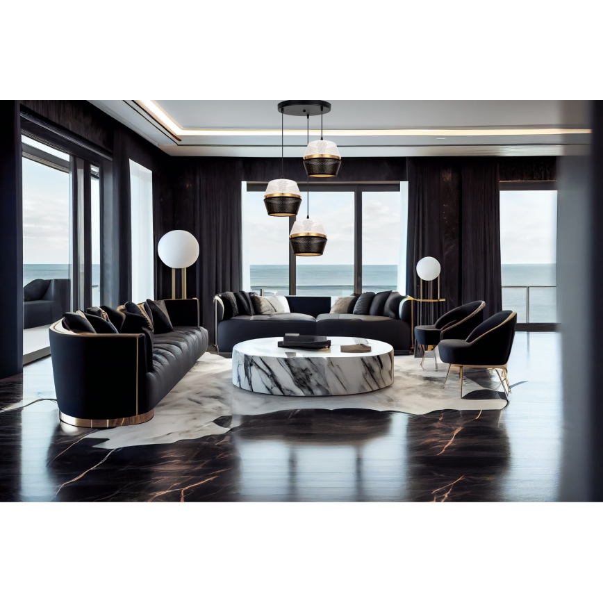 Hängeleuchte an Schnur PARIS 3xE27/60W/230V d 45 cm weiß/schwarz/golden
