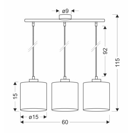 Hängeleuchte an Schnur PATTI 3xE27/60W/230V grün