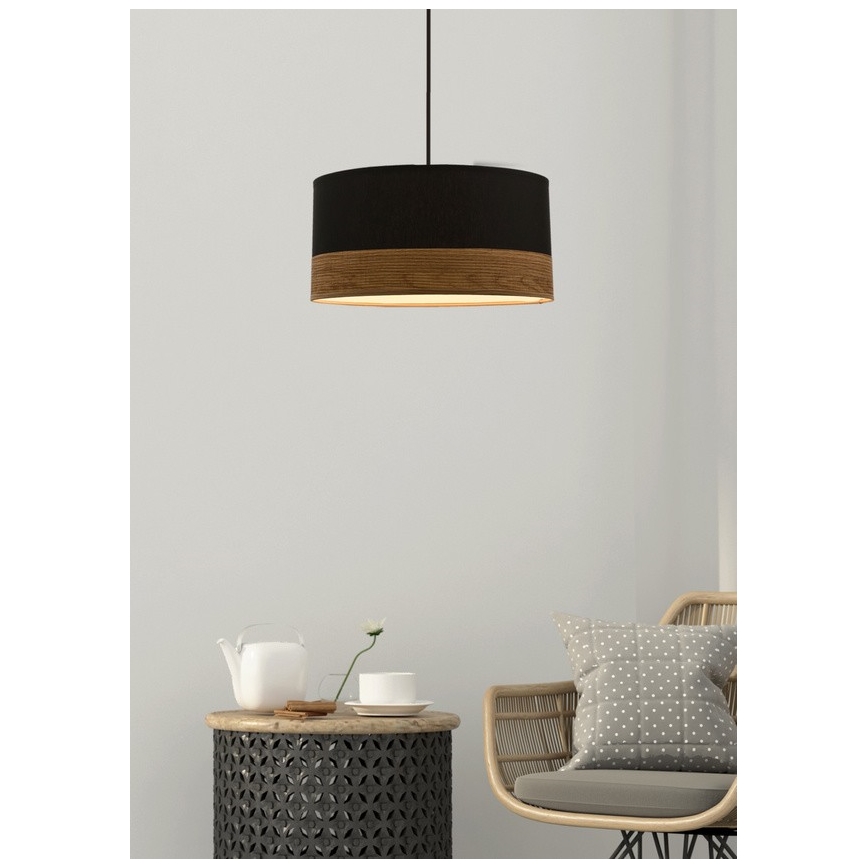 Hängeleuchte an Schnur PORTO 1xE27/60W/230V schwarz/braun