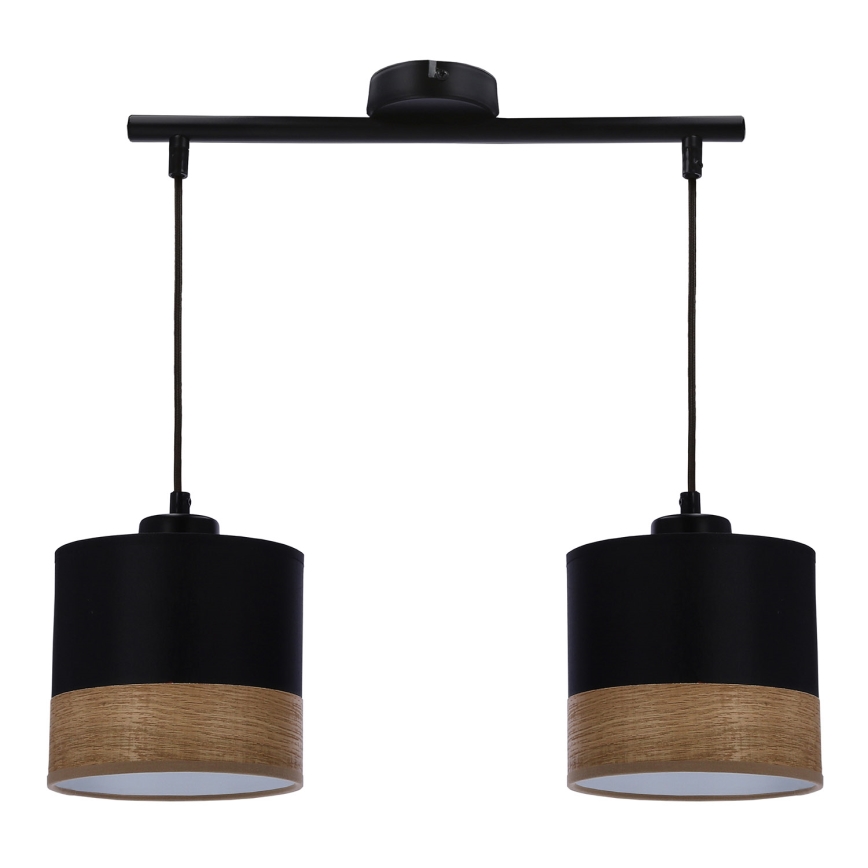 Hängeleuchte an Schnur PORTO 2xE27/60W/230V schwarz/braun
