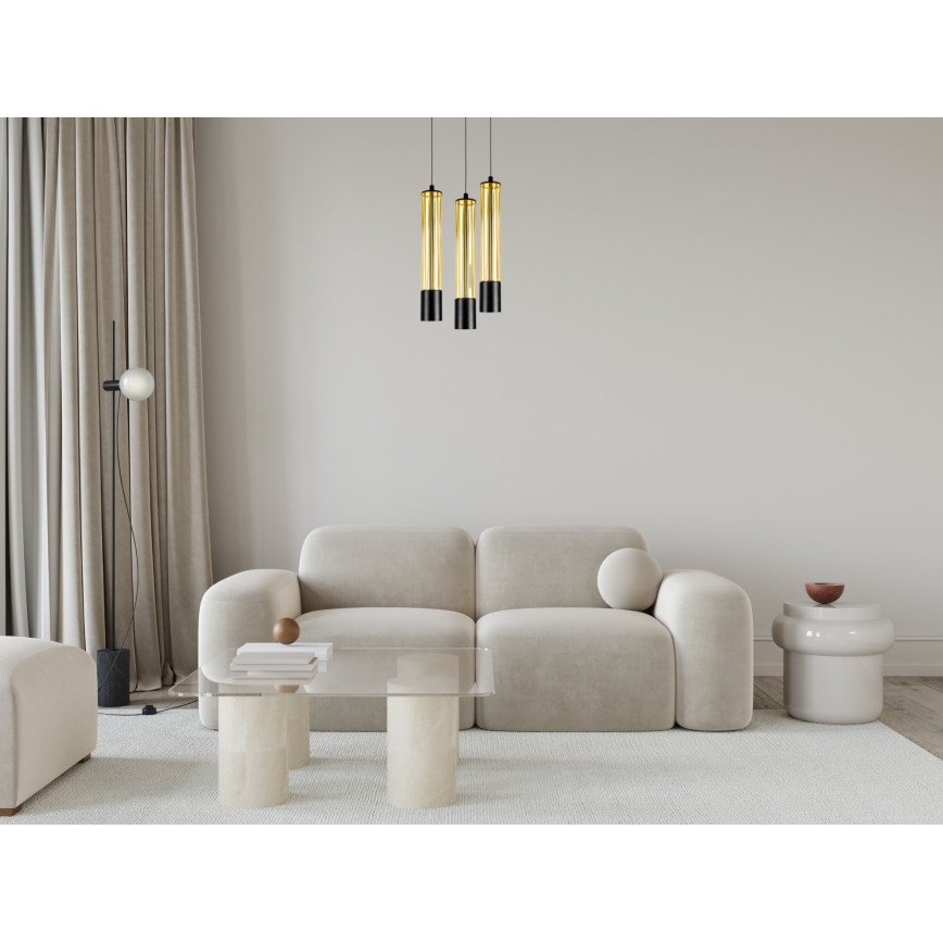 Hängeleuchte an Schnur PRESCOT 3xGU10/40W/230V golden