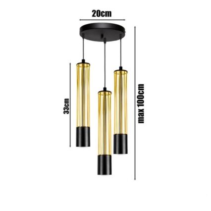 Hängeleuchte an Schnur PRESCOT 3xGU10/40W/230V golden