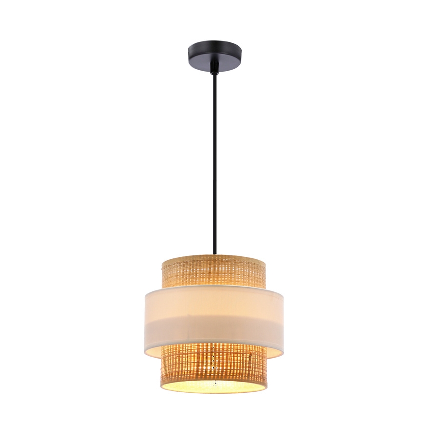 Hängeleuchte an Schnur RATTAN 1xE27/40W/230V weiß/braun