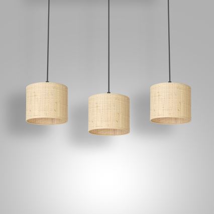 Hängeleuchte an Schnur RATTAN 3xE27/60W/230V Rattan