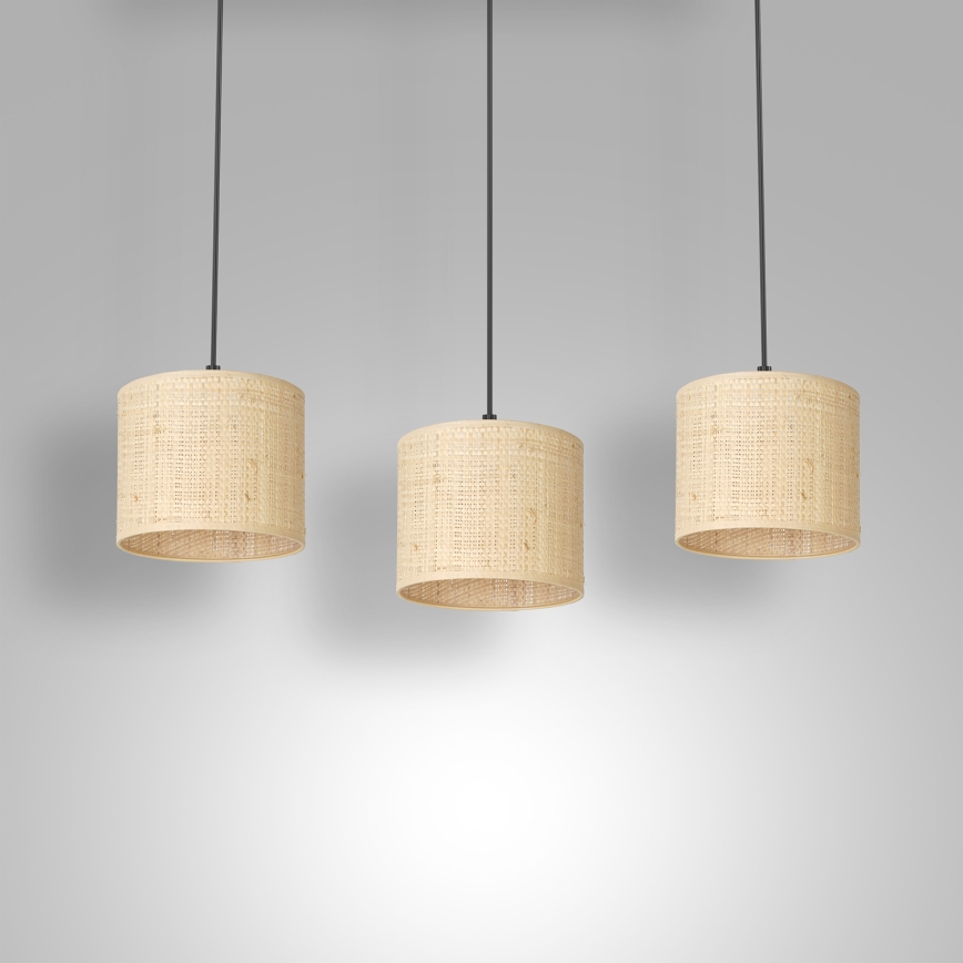 Hängeleuchte an Schnur RATTAN 3xE27/60W/230V Rattan