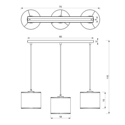 Hängeleuchte an Schnur RATTAN 3xE27/60W/230V Rattan