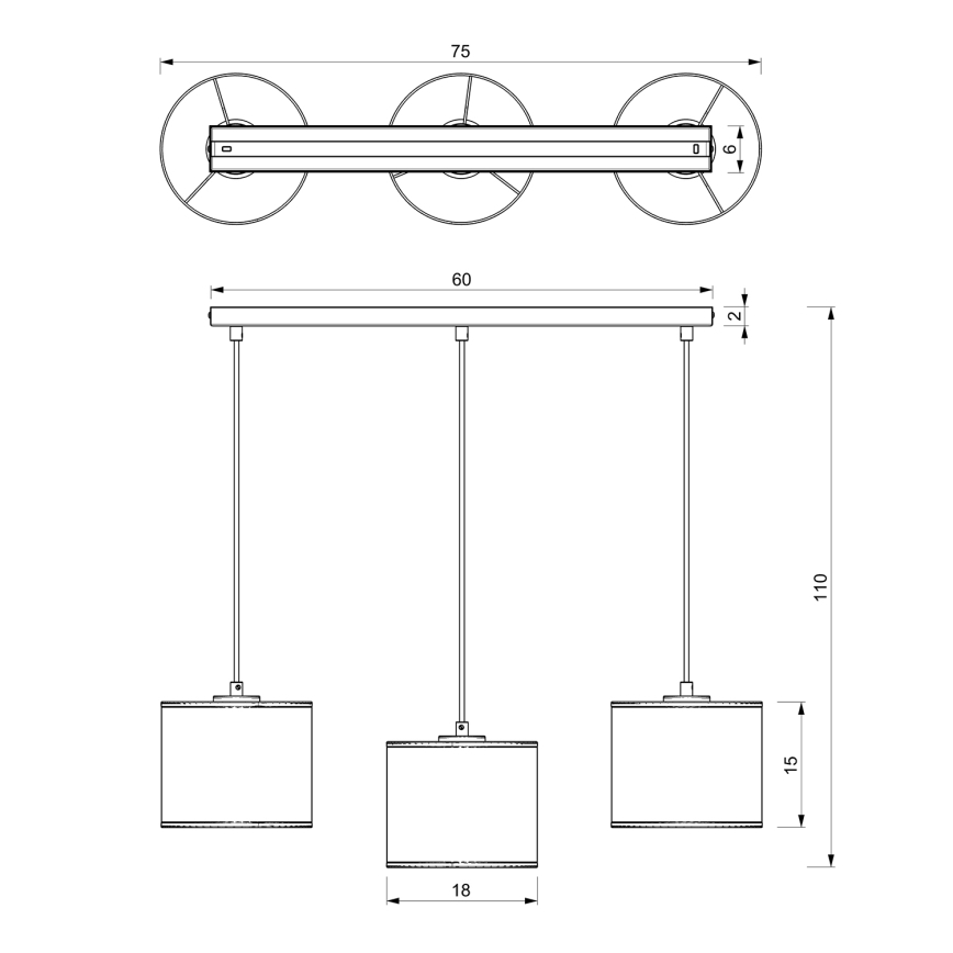 Hängeleuchte an Schnur RATTAN 3xE27/60W/230V Rattan
