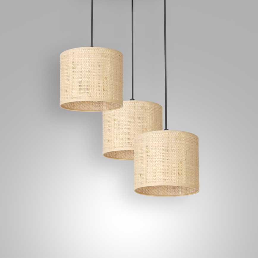 Hängeleuchte an Schnur RATTAN 3xE27/60W/230V Rattan