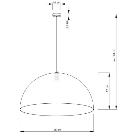 Hängeleuchte an Schnur SFERA 1xE27/60W/230V d 35 cm grau/silbern