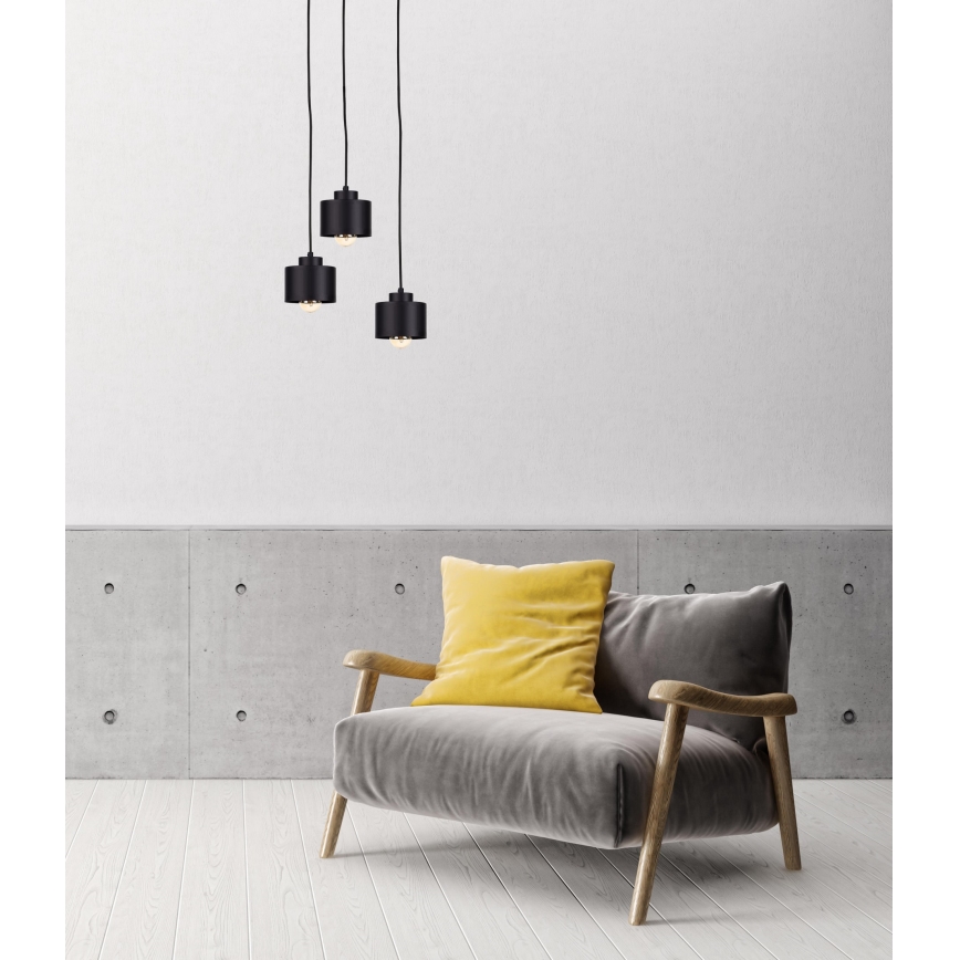 Hängeleuchte an Schnur SIMPLY BLACK 3xE27/60W/230V d 32 cm