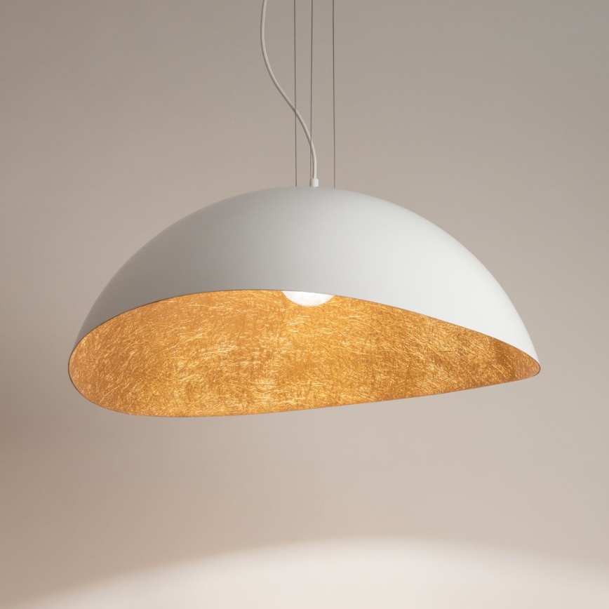 Hängeleuchte an Schnur SOLARIS 1xE27/60W/230V d 69 cm weiß/kupfern