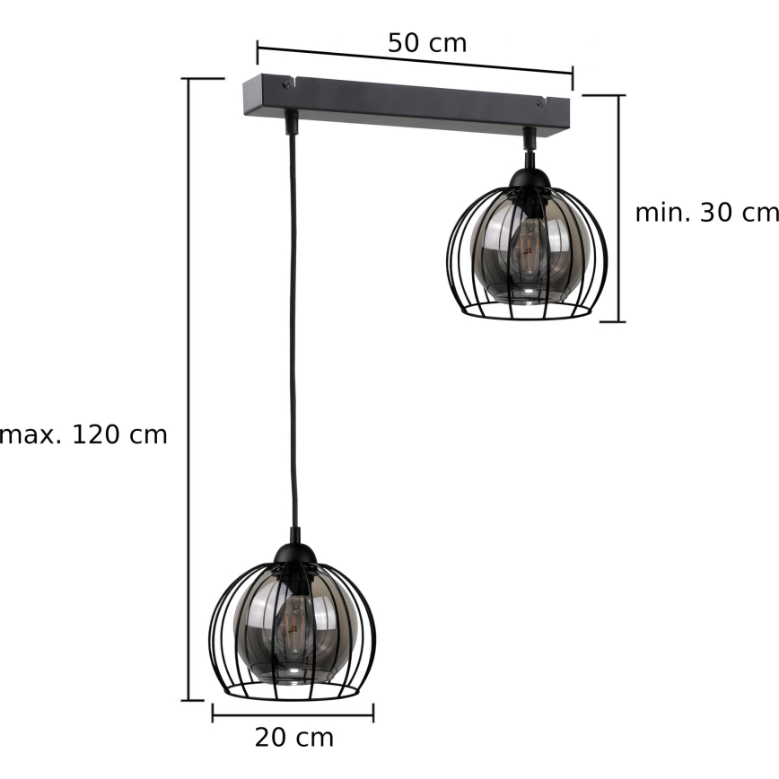Hängeleuchte an Schnur SOLO BLACK 2xE27/60W/230V