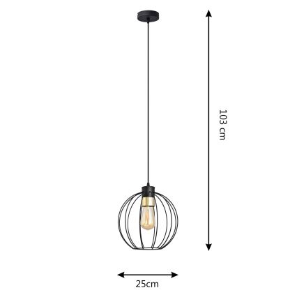 Hängeleuchte an Schnur STARLIGHT 1xE27/15W/230V schwarz/golden