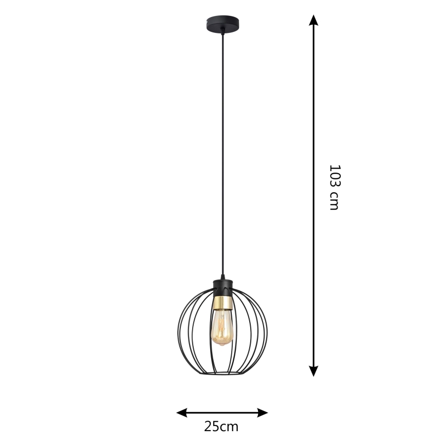 Hängeleuchte an Schnur STARLIGHT 1xE27/15W/230V schwarz/golden