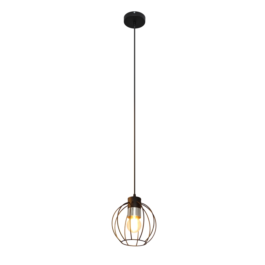 Hängeleuchte an Schnur STARLIGHT 1xE27/15W/230V schwarz/silbern
