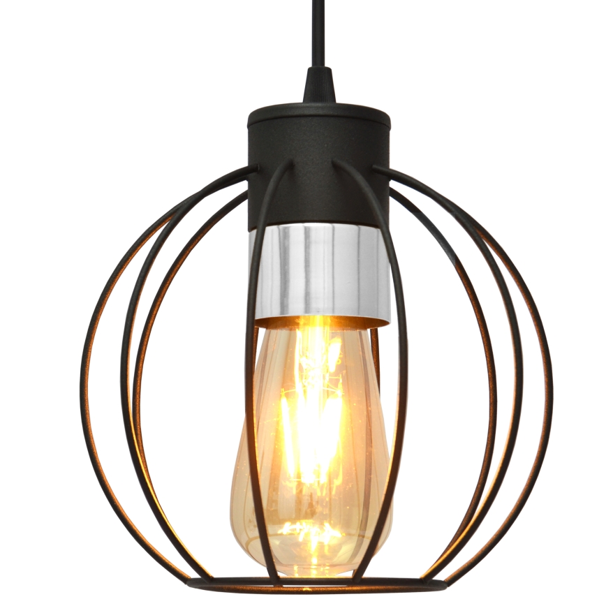 Hängeleuchte an Schnur STARLIGHT 1xE27/15W/230V schwarz/silbern