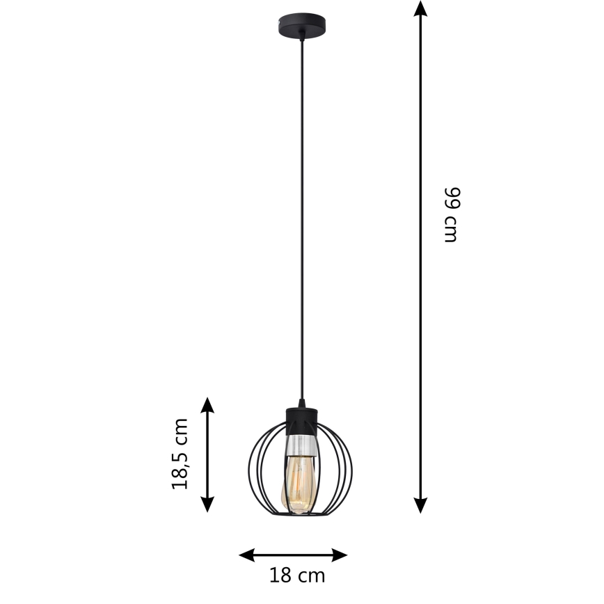 Hängeleuchte an Schnur STARLIGHT 1xE27/15W/230V schwarz/silbern