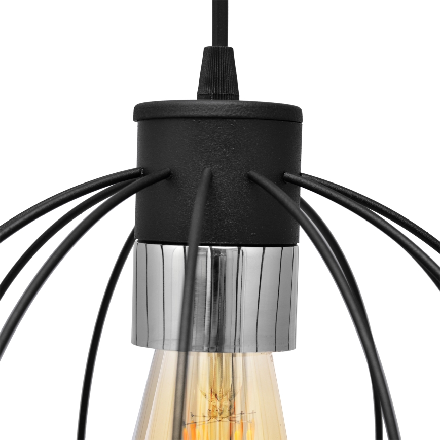Hängeleuchte an Schnur STARLIGHT 1xE27/15W/230V schwarz/silbern