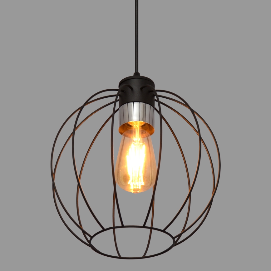 Hängeleuchte an Schnur STARLIGHT 1xE27/15W/230V schwarz/silbern
