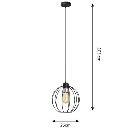 Hängeleuchte an Schnur STARLIGHT 1xE27/15W/230V schwarz/silbern