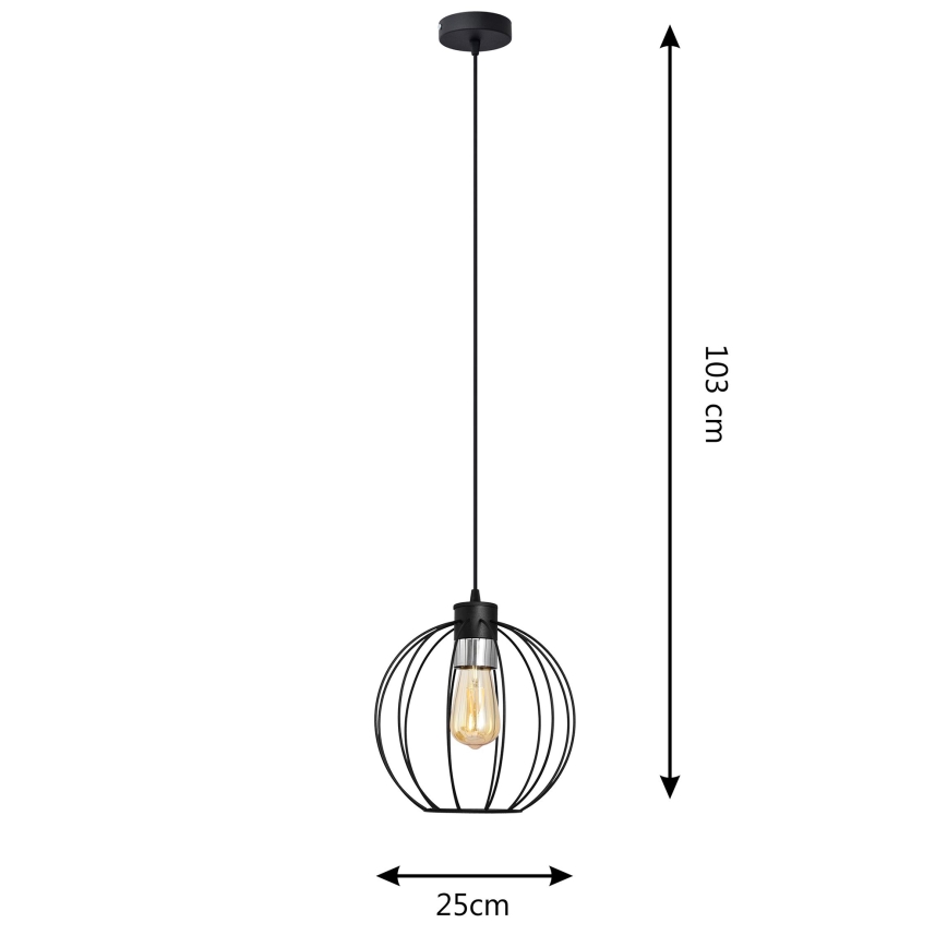 Hängeleuchte an Schnur STARLIGHT 1xE27/15W/230V schwarz/silbern
