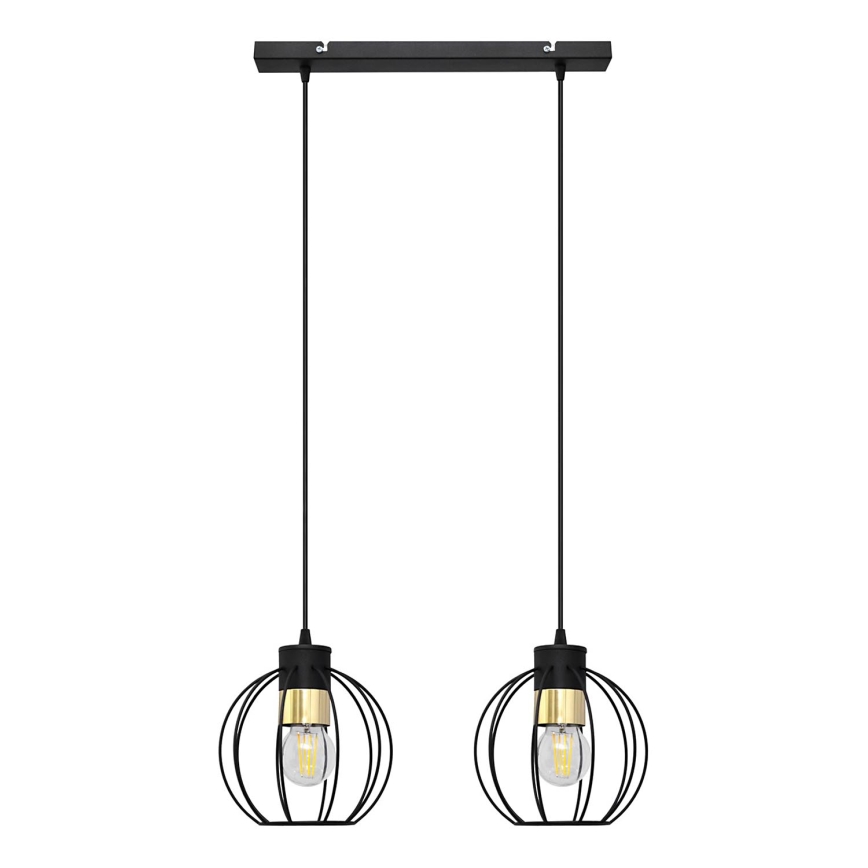 Hängeleuchte an Schnur STARLIGHT 2xE27/15W/230V schwarz/golden