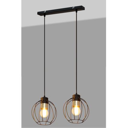 Hängeleuchte an Schnur STARLIGHT 2xE27/15W/230V schwarz/golden