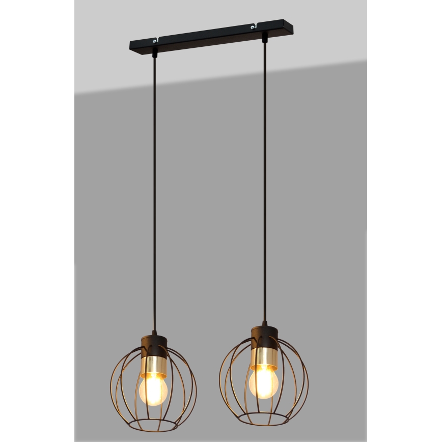 Hängeleuchte an Schnur STARLIGHT 2xE27/15W/230V schwarz/golden